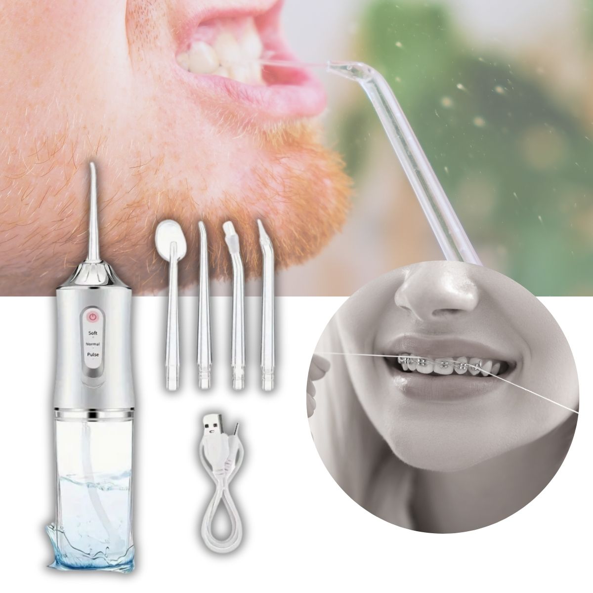 Tu Mejor Aliado para una Sonrisa Perfecta: IRRIGADOR BUCAL LIMPIA SMILE  (Portátil y Recargable con USB) + Envío Gratis a todo GUATEMALA + CREMA DENTAL BLANQUEADORA GRATIS