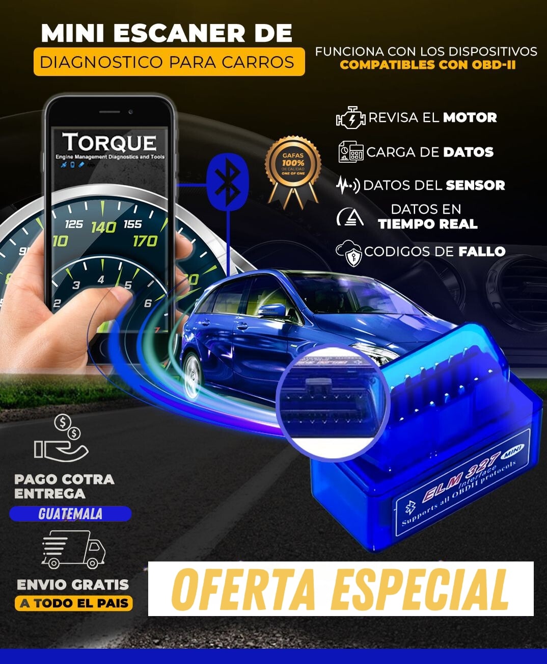 Mini Escáner de Diagnóstico para Autos + Envío Gratis