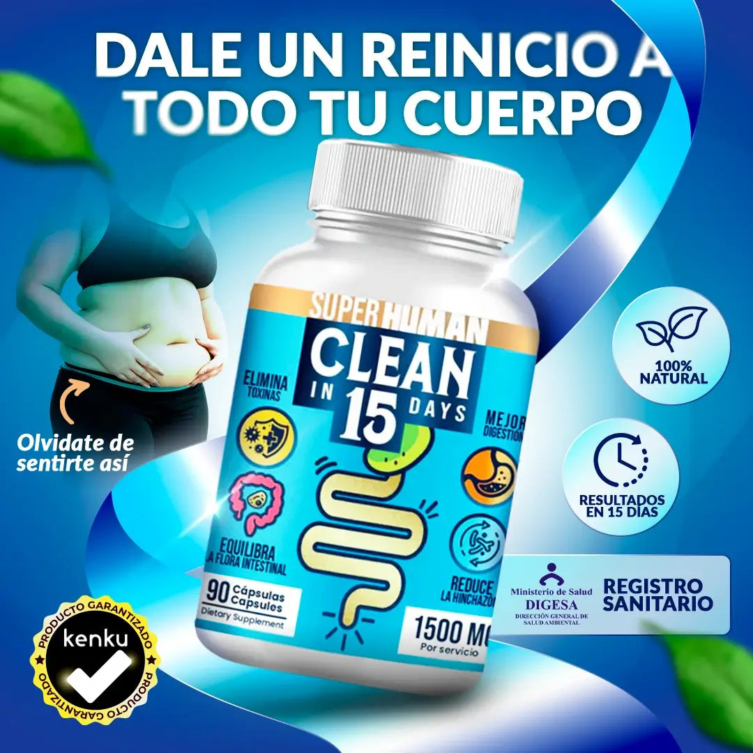 PROMO 2X1  LLEVA 2 Y PAGA SOLO 1 Clean15™ Limpieza Completa Estomacal en 15 días + Envío Gratis