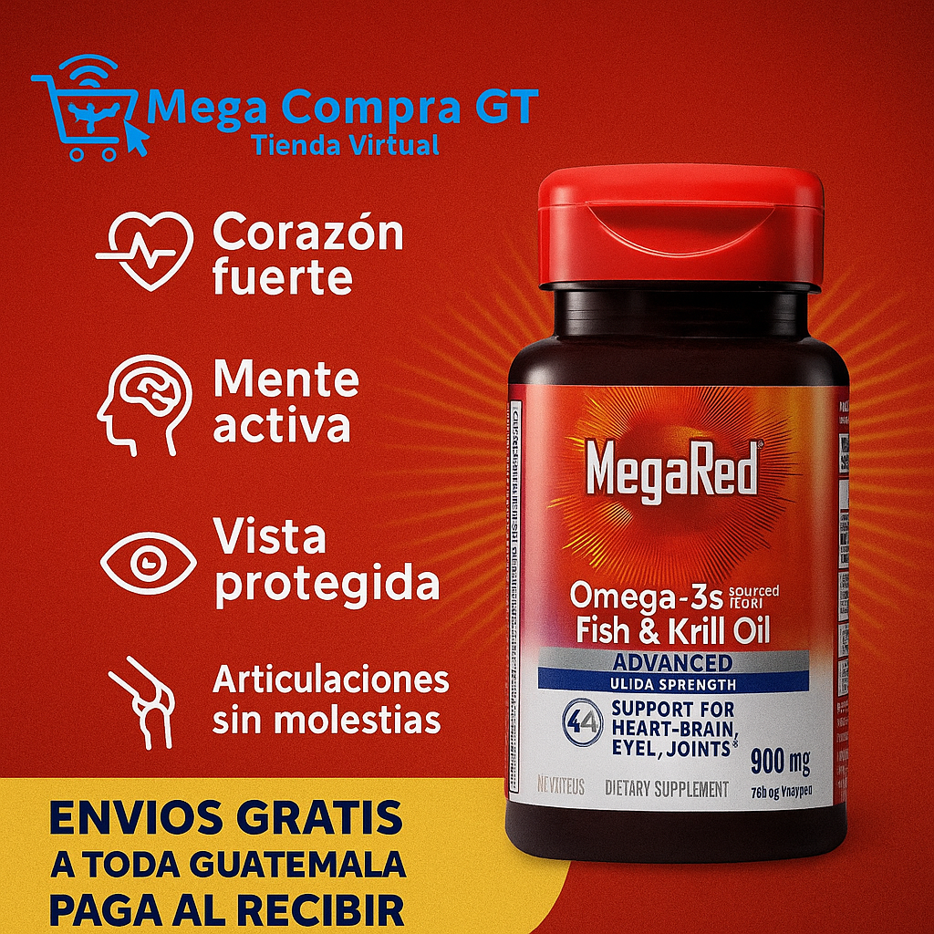 🔥 MegaRed Omega 3s®  – Impulsa tu testosterona y energía natural  1000 mg. 60 Caps.